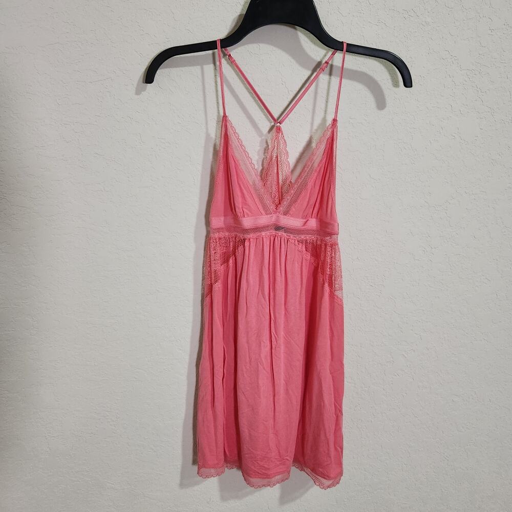 Victoria's Secret Pink Lace Trim Soft Modal Sleep Slip Gown Nightie - Small